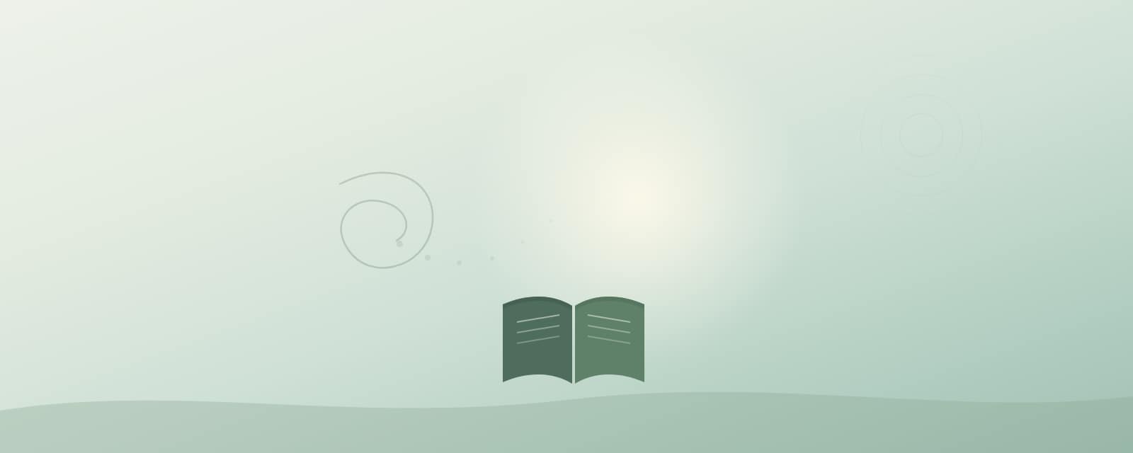 Ruhige Illustration mit aufgeschlagenem Buch vor sanftem Hintergrund